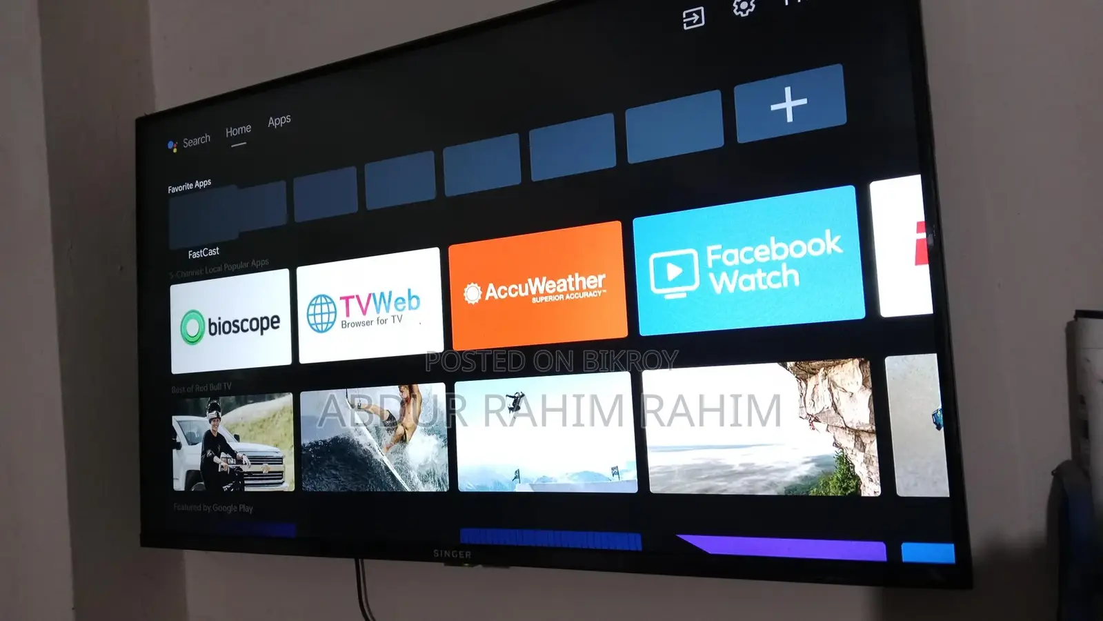 43" Singer Android Smart TV for sale.