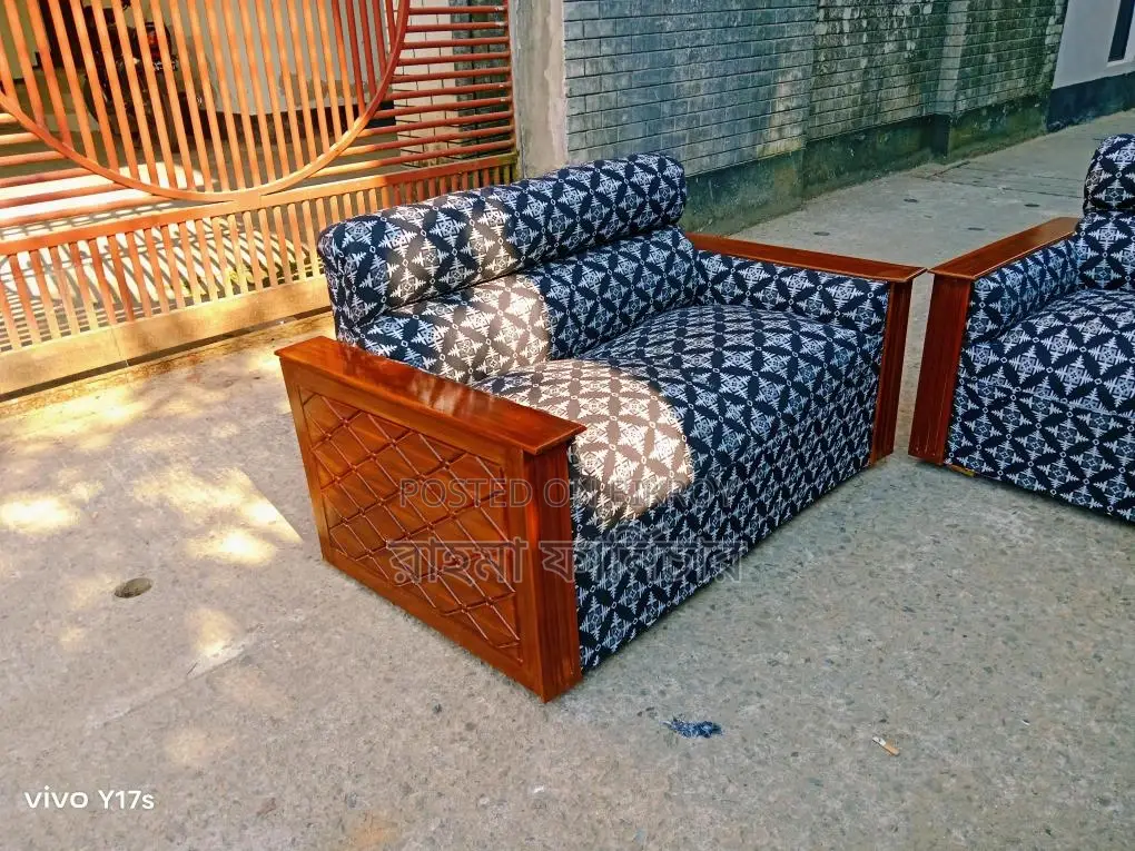 Teak Color Fullbox Sofa Set with Center Table