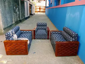 Teak Color Fullbox Sofa Set with Center Table
