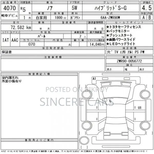 Toyota Noah Sg. 4.5 Grade 2022