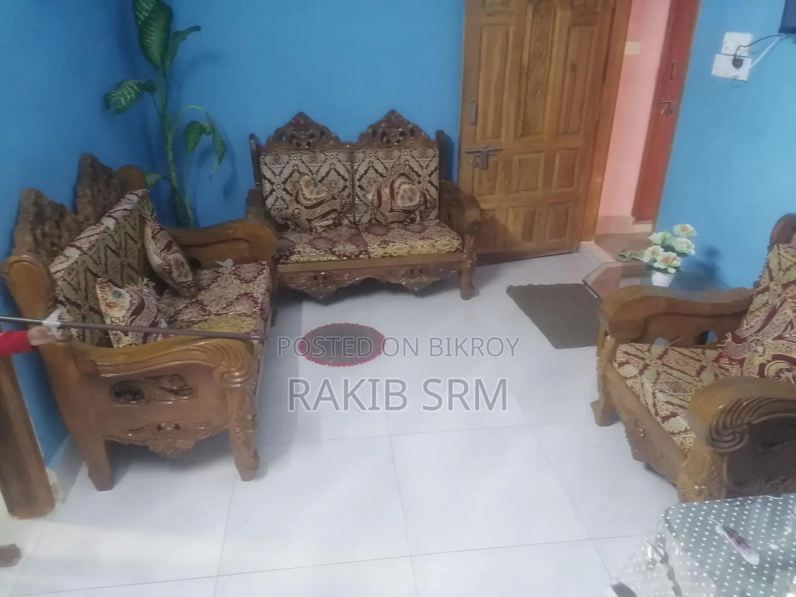 Genuine Teak Wood 2+2+1 Sofa Set
