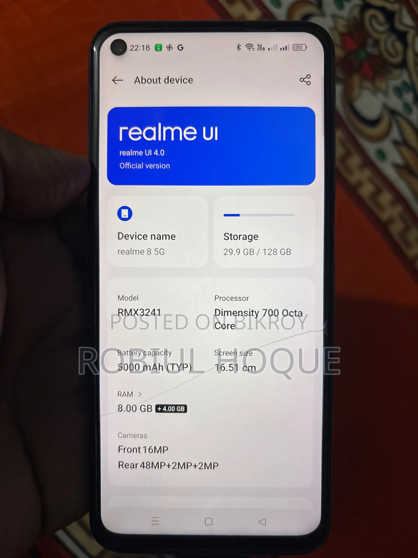 Realme 8 5g 8/128 (Used)