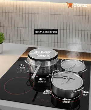 1× Cooking Pot, 7l,with Lid/frying Pan,2 × Pot,5l, with Lid Set