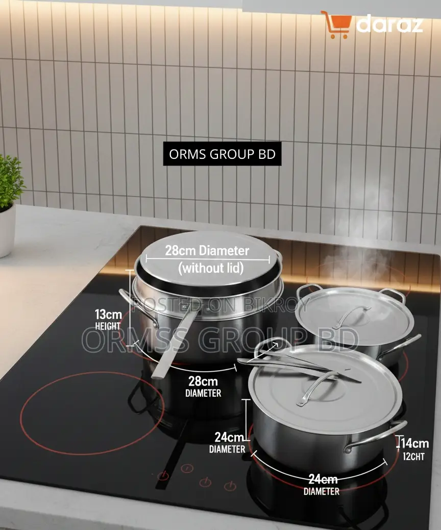 1× Cooking Pot, 7l,with Lid/frying Pan,2 × Pot,5l, with Lid Set