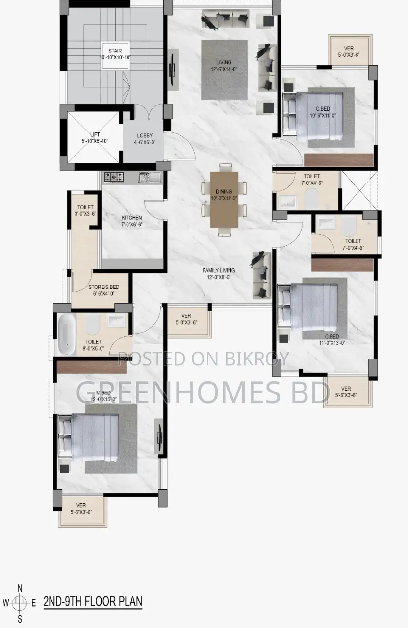 Ready Apartment for Sale in Bashundhara R/A, Block-J, 1950 sq ft
