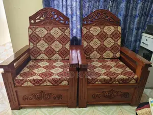 Mahogany Wood 5-Seater Sofa Set for Sale