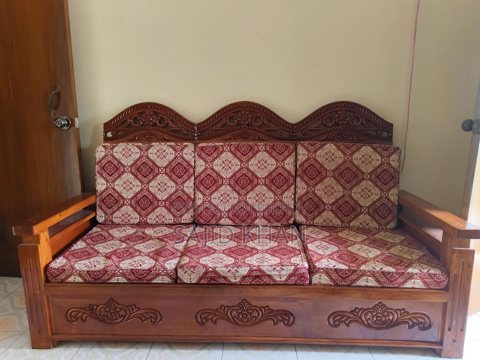 Mahogany Wood 5-Seater Sofa Set for Sale