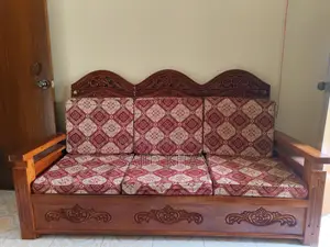 Mahogany Wood 5-Seater Sofa Set for Sale