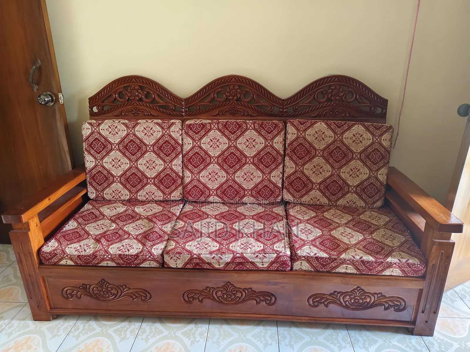 Mahogany Wood 5-Seater Sofa Set for Sale