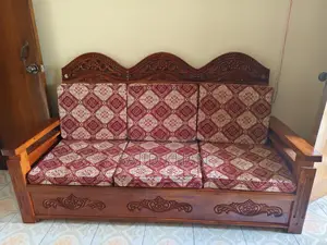 Mahogany Wood 5-Seater Sofa Set for Sale