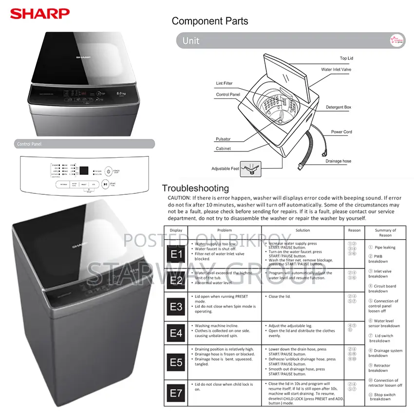 Es-x858 || Sharp Brand 8.0 Kg Top Load Washing Machine In Bangladesh.