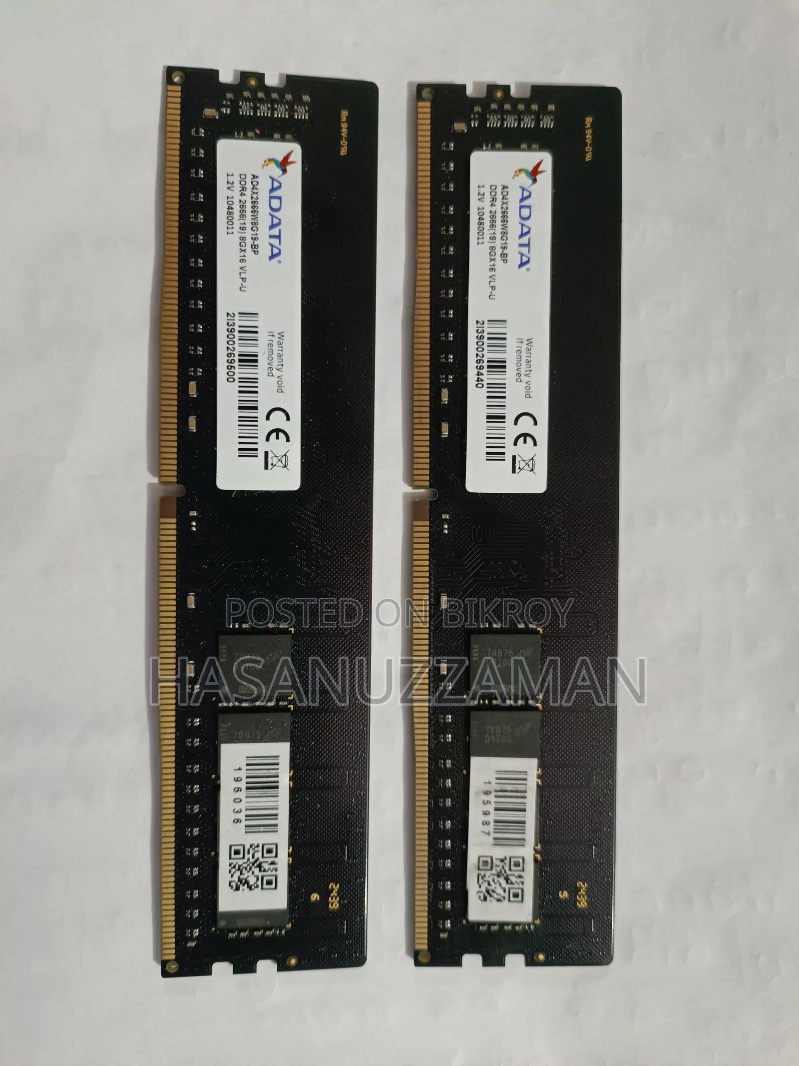 Adata DDR4 4GB 2666MHz RAM Used (2 Units)