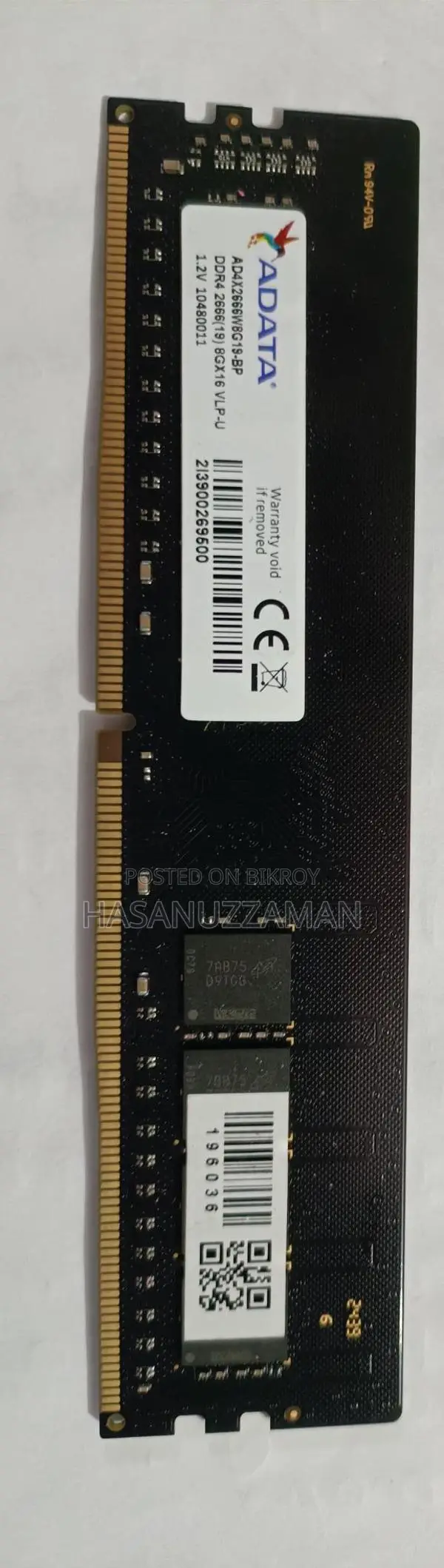 Adata DDR4 4GB 2666MHz RAM Used (2 Units)