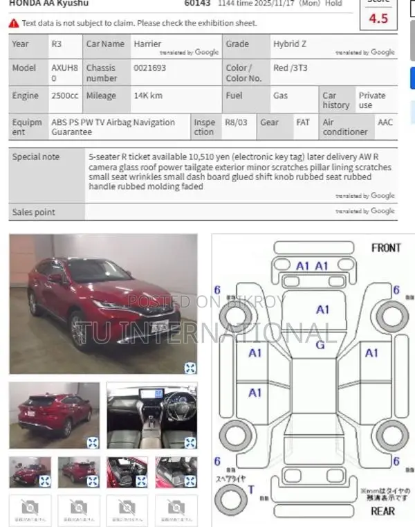 Toyota Harrier hybrid full option 2021