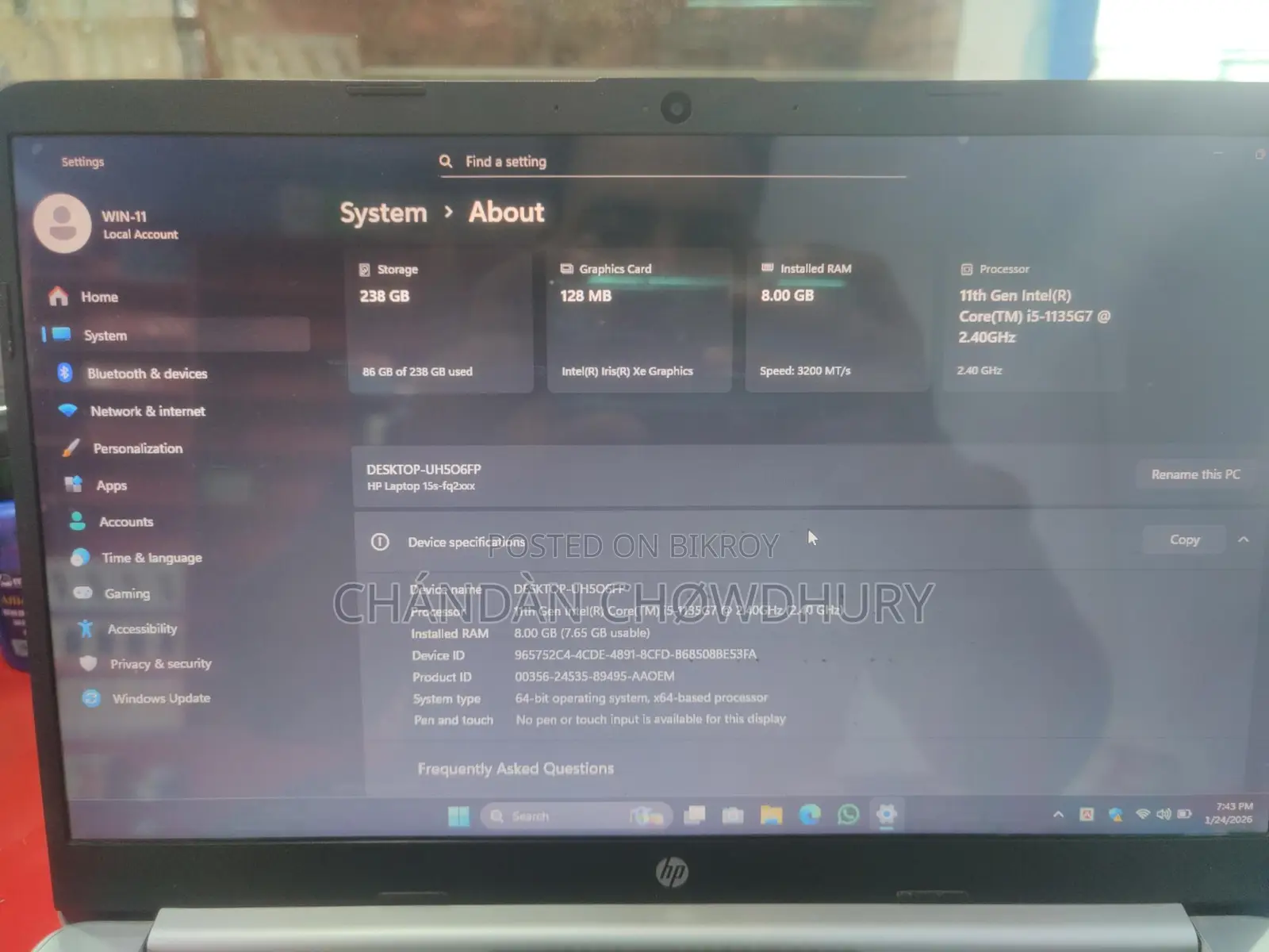 HP 15s-fq2643TU Core i5 11th Gen 15.6" HD Laptop