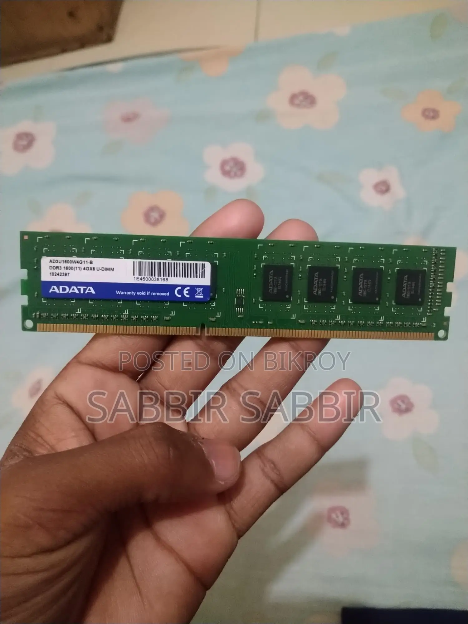 adata ram card (4×4)= 8