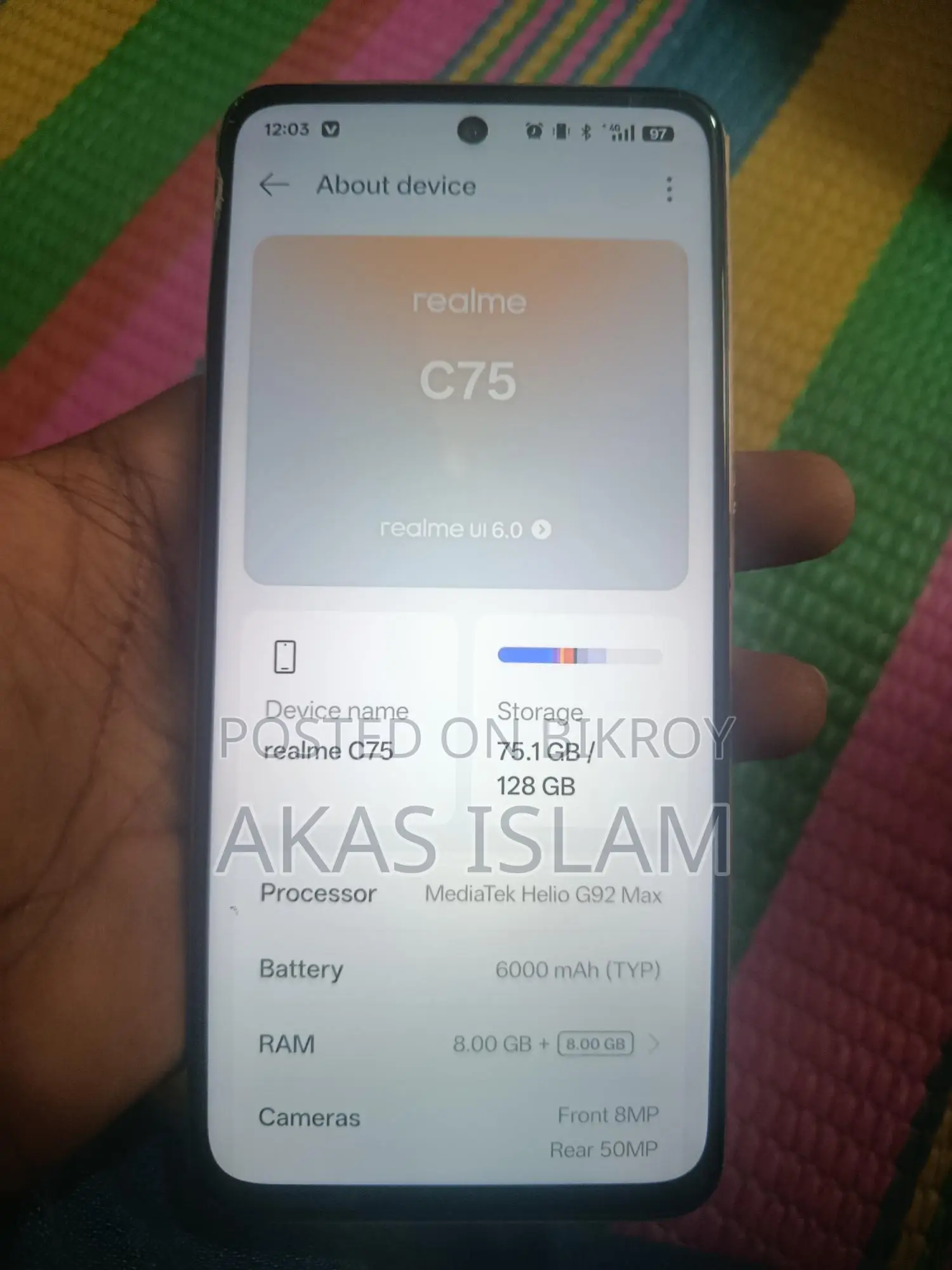 Realme C75 ৮/১২৮ (Used)
