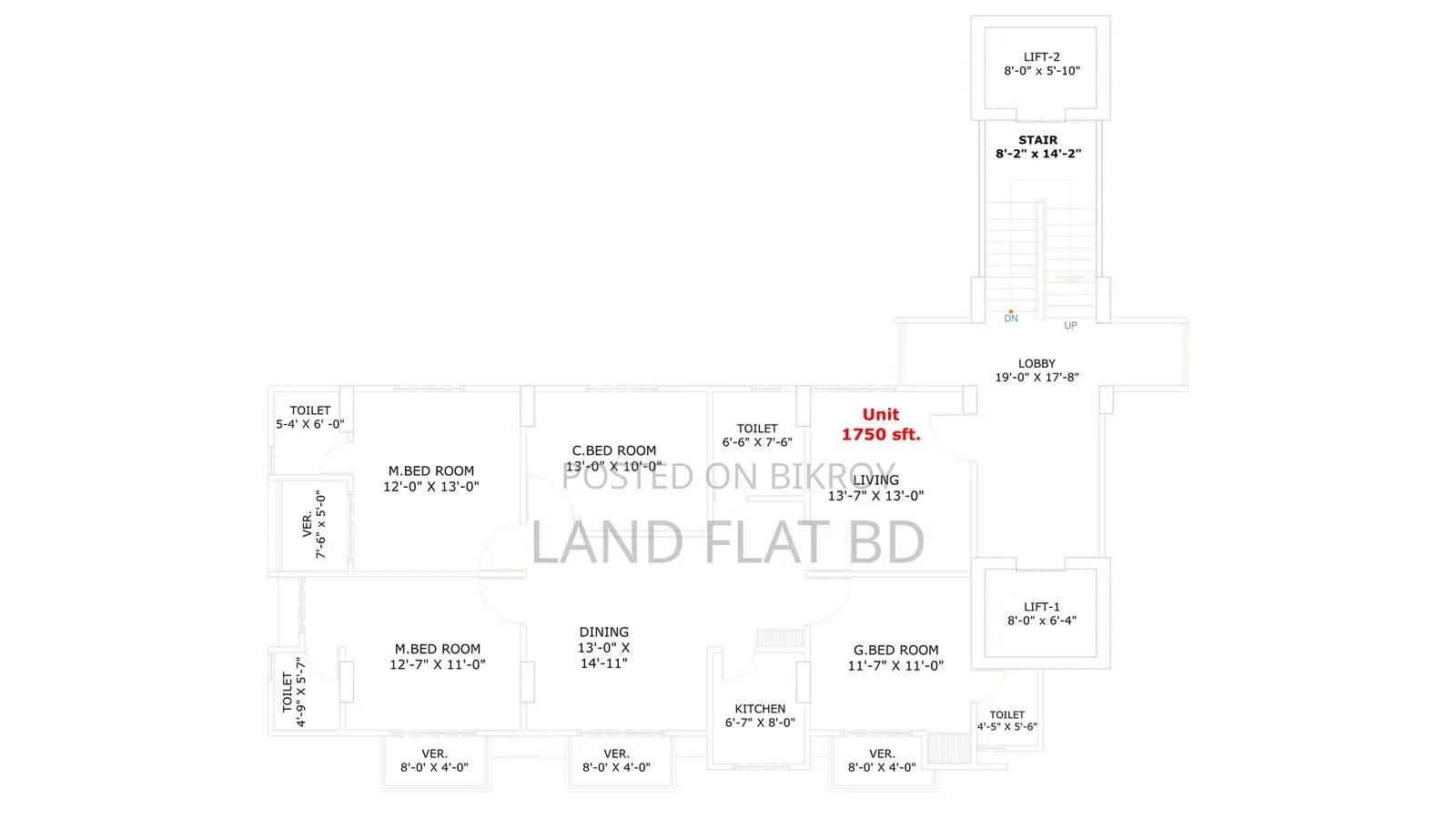 1750 SFT Flat for Sale at Ghatarchar Laboni Point in Riverview Project
