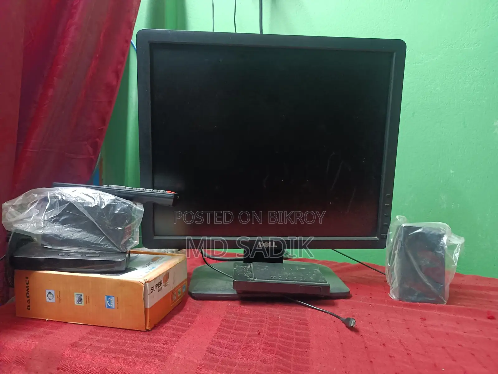 Dell Monitor + 2 TV Cards, Sound Box, and Remote for Sale
