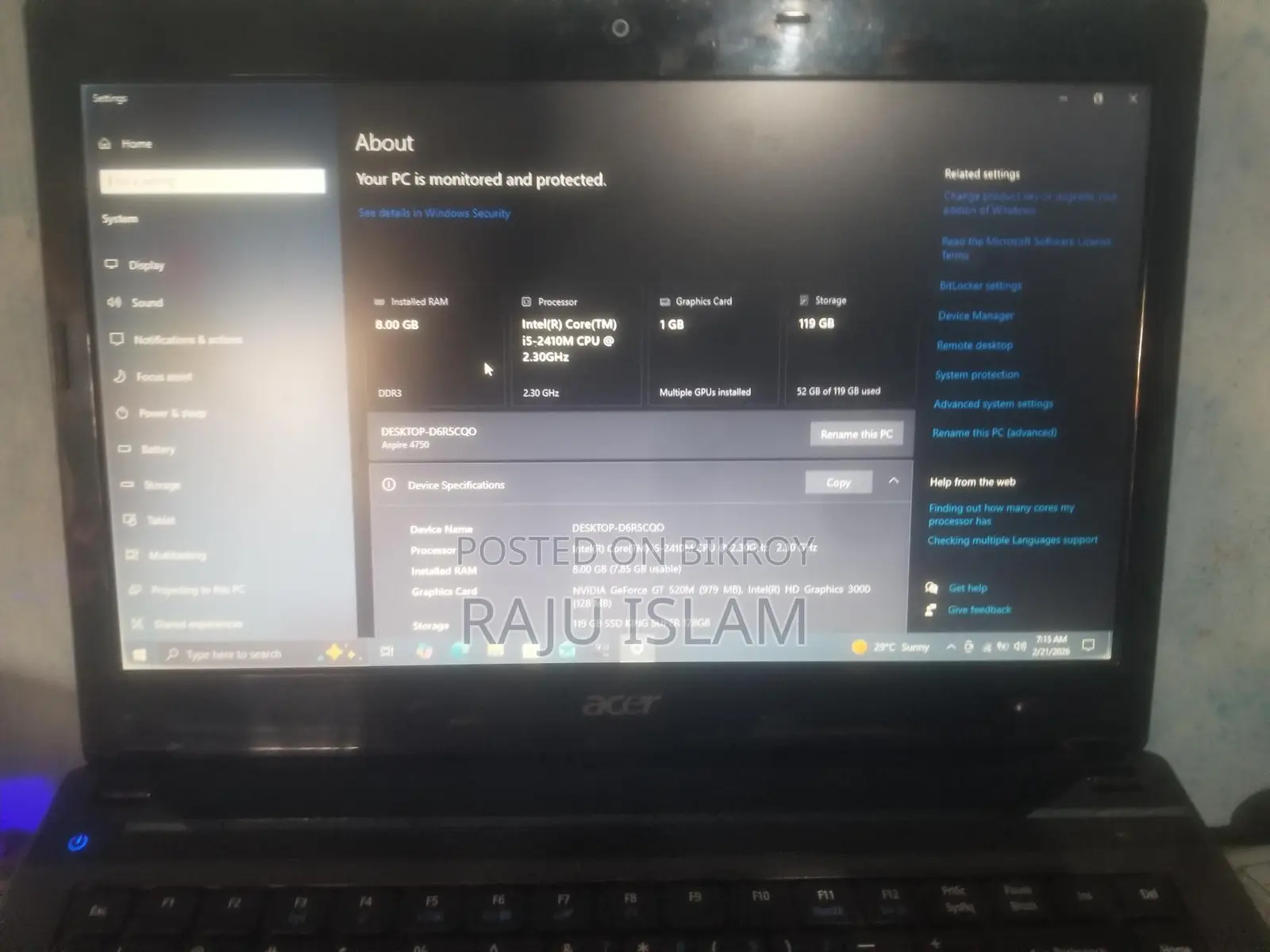 Acer Laptop for sale