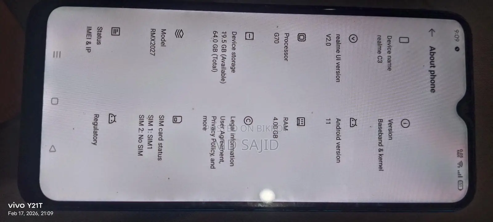 Realme C3 . (Used)