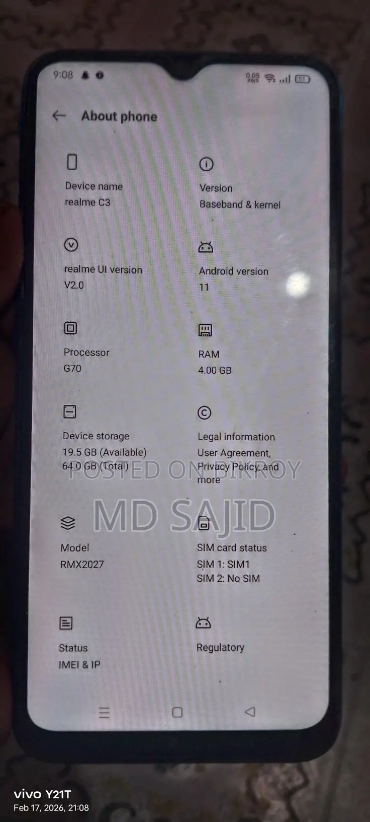 Realme C3 . (Used)