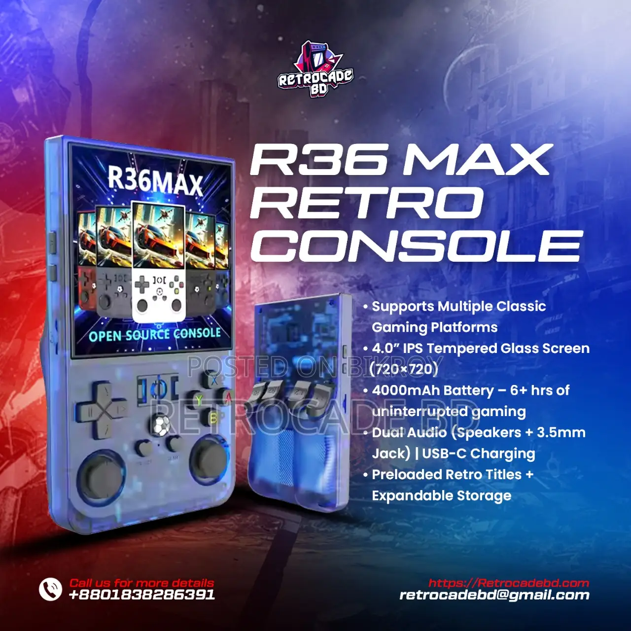 Handheld retro consoles, various models
