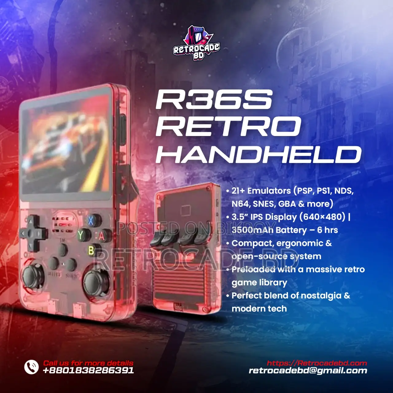 Handheld retro consoles, various models
