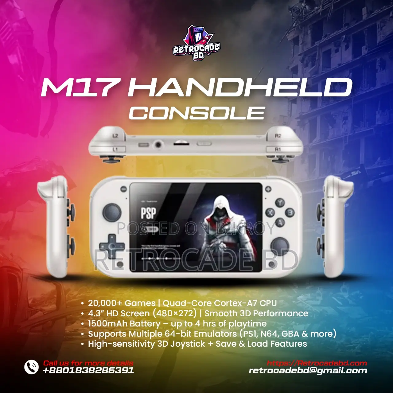 Handheld retro consoles, various models