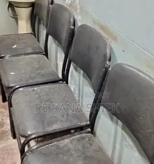Glass rack for shop, aluminum rack, chair, long bench for sitting.