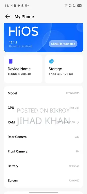 Tecno spark 40 (Used)