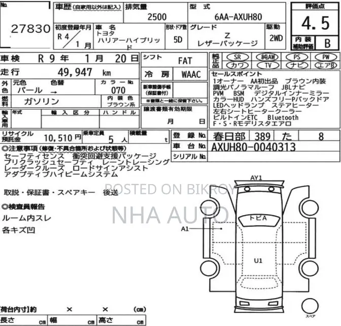 Toyota Harrier Z LEATHER 2021