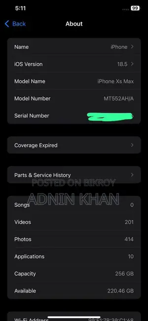 Apple iPhone XS Max 256GB (Used)