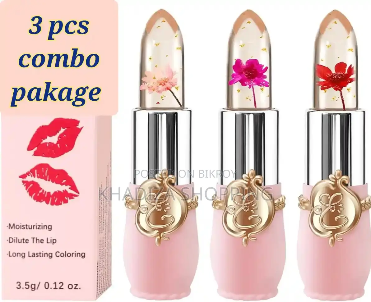 3 pcs combo Emaymei Transparent Jelly Change Lipstick.