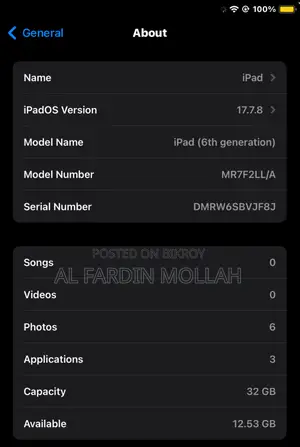 Apple iPad 6th Generation | 32GB Space Grey iPadOS 17.7.8 Cover