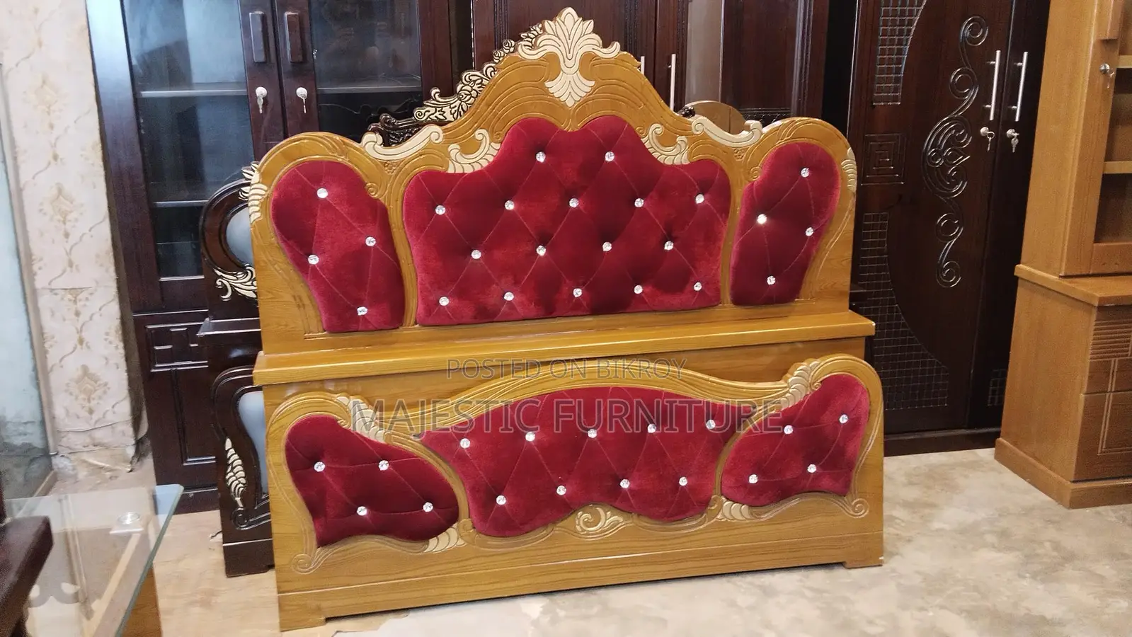 MAROON VELVET BED. M # 5216