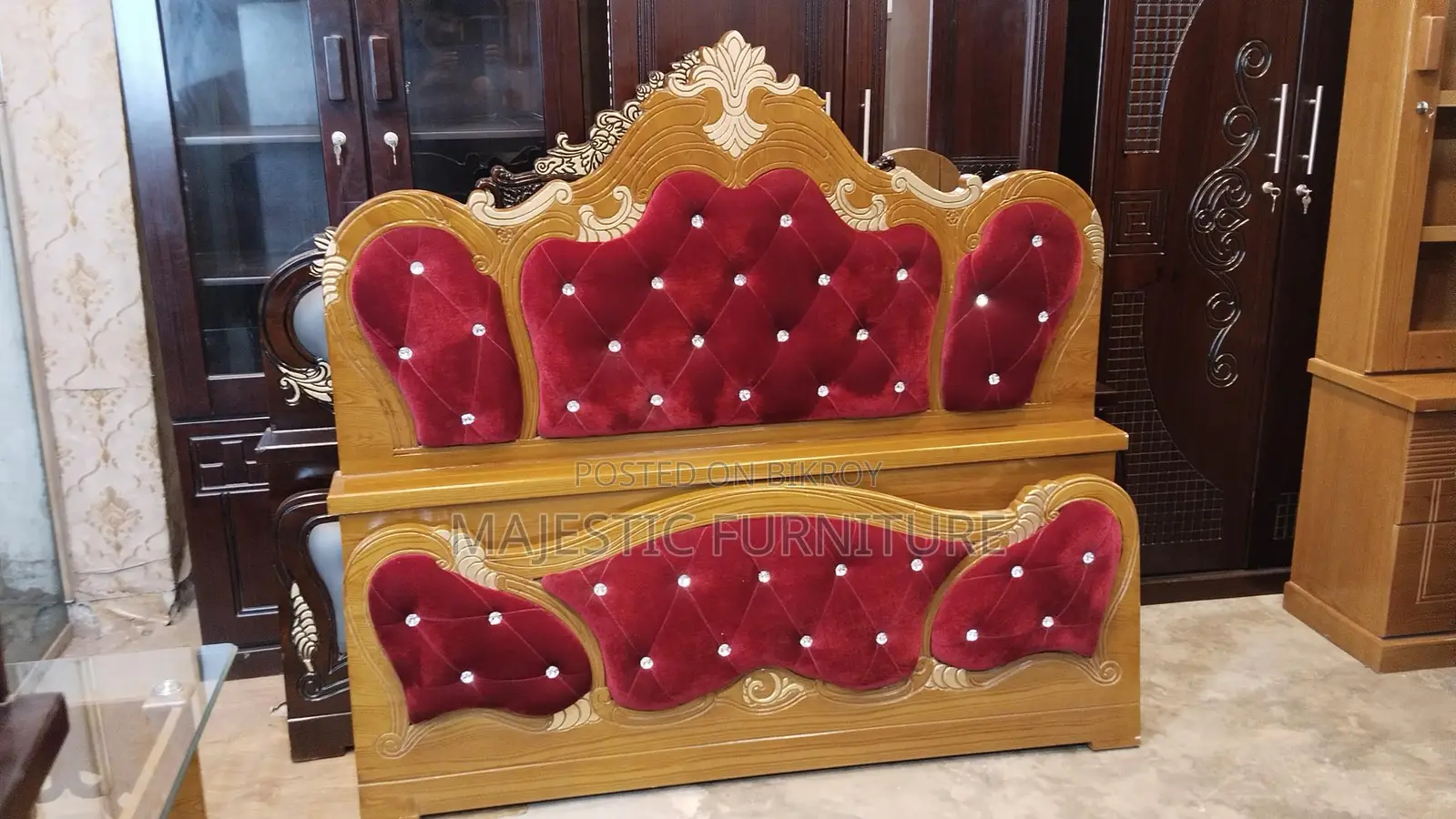 MAROON VELVET BED. M # 5216