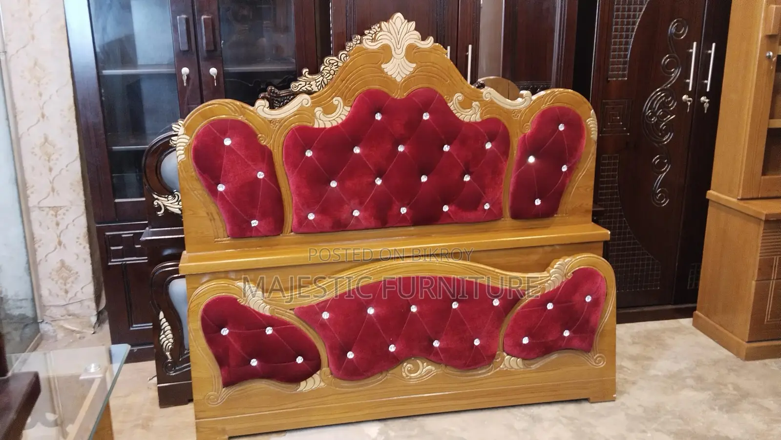 MAROON VELVET BED. M # 5216