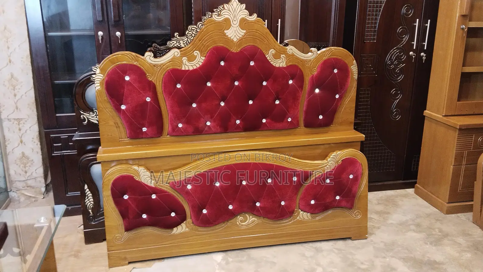MAROON VELVET BED. M # 5216