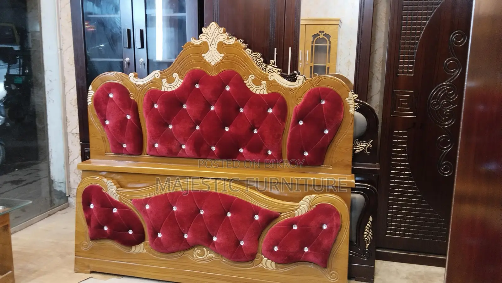 MAROON VELVET BED. M # 5216