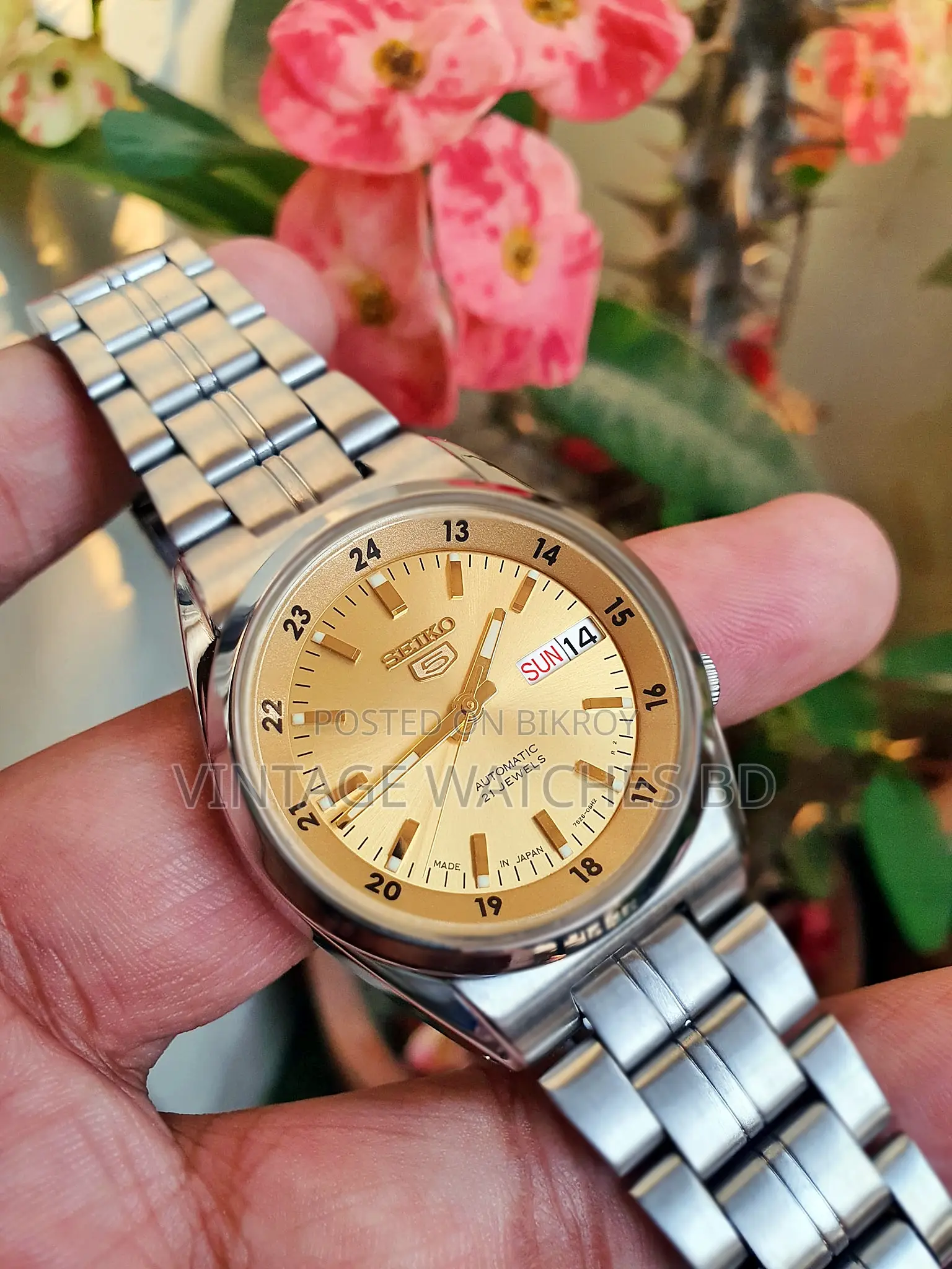 SEIKO অটোমেটিক গ্লোয়িং সানবার্স্ট ডায়াল অরিজিনাল জাপান