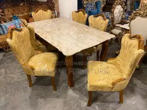 ছয় চেয়ারের আধুনিক ডাইনিং টেবিল