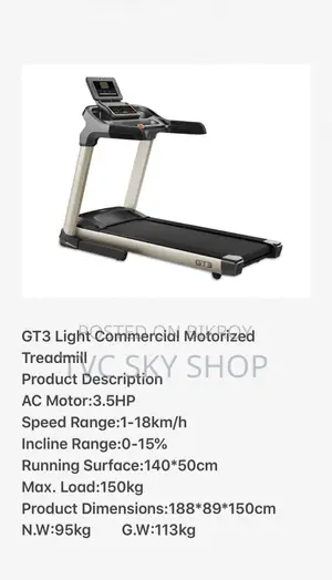 GT3 AC Motor 3.5HP Light Commercial Motorized Treadmill