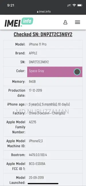 Apple iPhone 11 Pro Max . (Used)