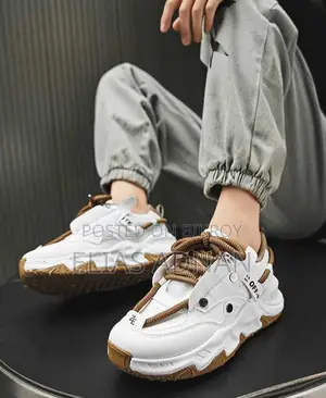Premium White Brown Chunky Sneakers Men’s Casual Sports Shoes