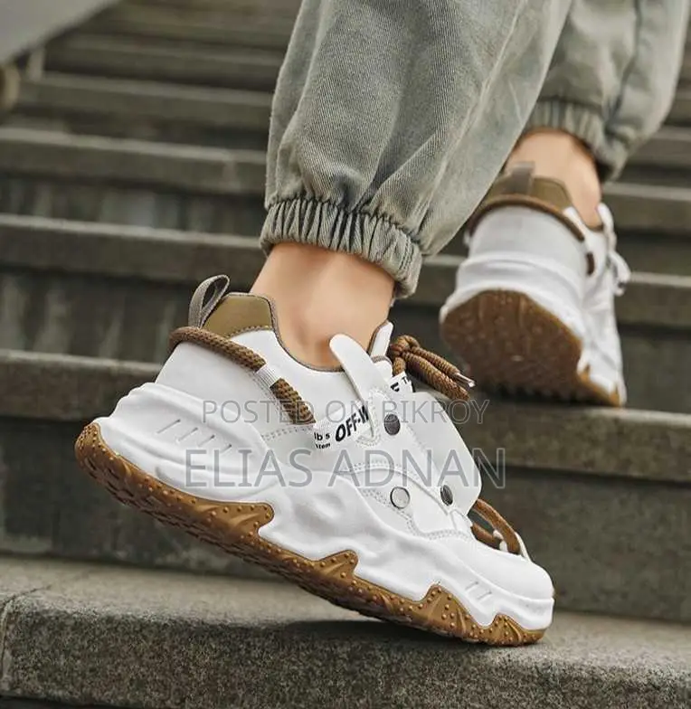 Premium White Brown Chunky Sneakers Men’s Casual Sports Shoes