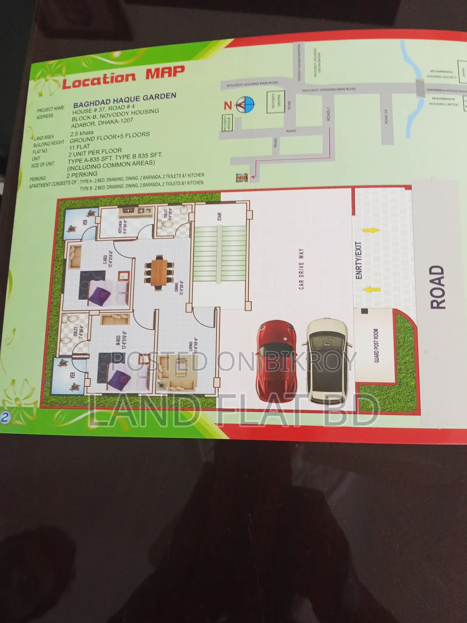 SOUTH FACING+PARKING+TITAS GAS @ FLAT SALE 850 SFT