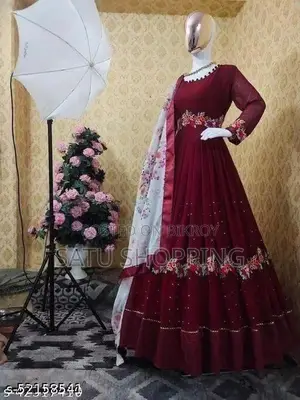Ready-made Georgette Embroidery Party Dress