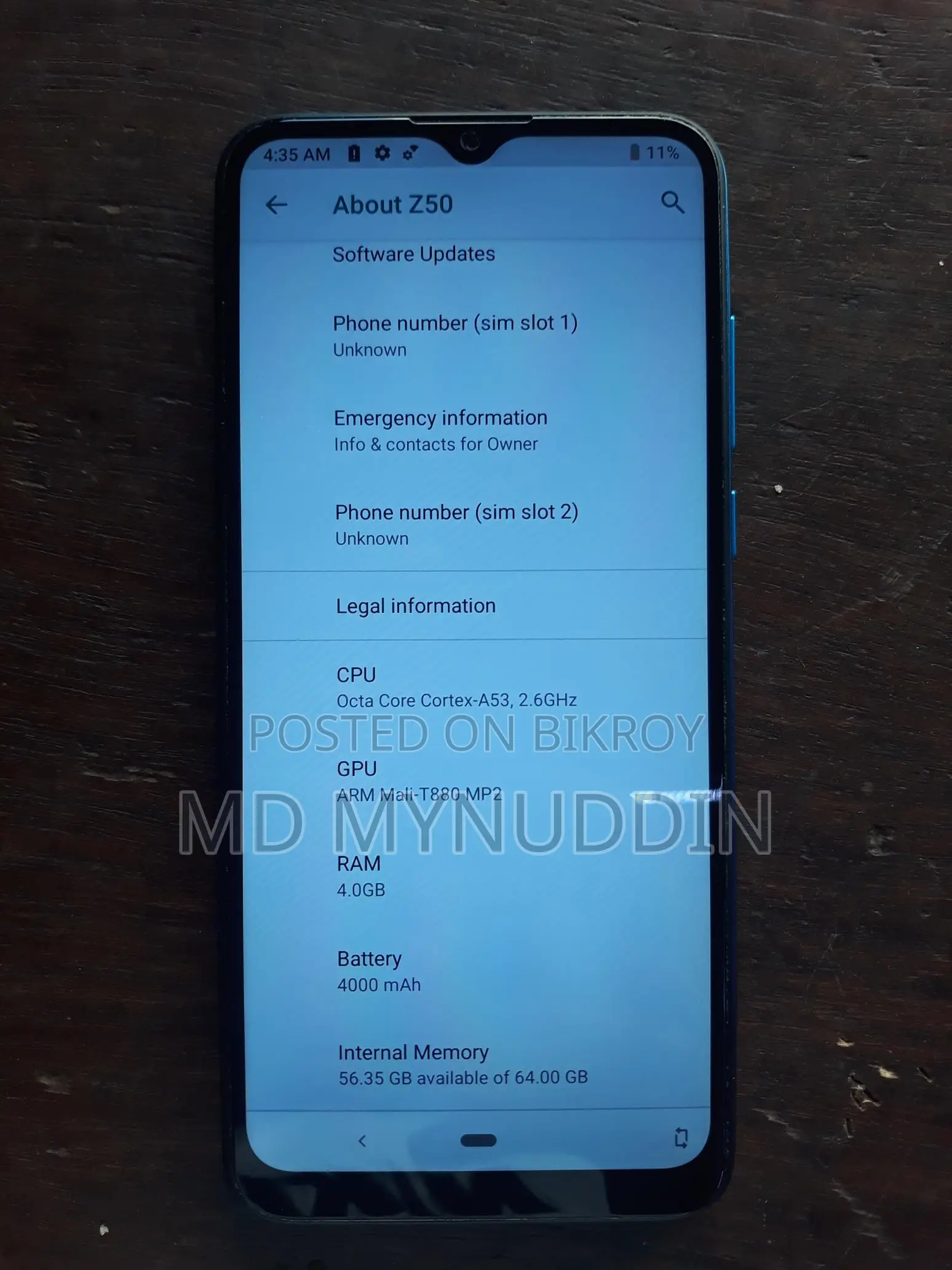 Symphony Z50 4GB RAM/64GB ROM (Used)