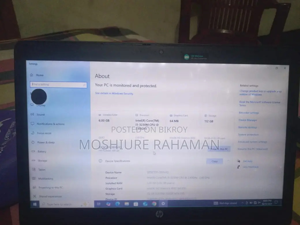 ডেল আই৫ ৩য় জেনারেশন ল্যাপটপ ভালো কন্ডিশন | ৬জিবি র‍্যাম এসএসডি